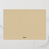 Kerstfoto met gouden pinstripes folie feestdagenkaart (Achterkant)