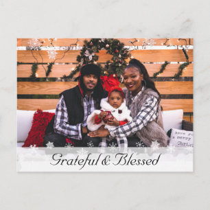 kerstfoto met grateful en Blessed Briefkaart