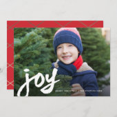 Kerstfoto met handgeschreven script Joy Feestdagenkaart (Voorkant / Achterkant)