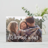 Kerstfoto met handgeschreven speeltekst feestdagenkaart (Staand voorkant)