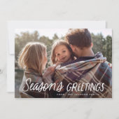 Kerstfoto met handgeschreven speeltekst feestdagenkaart (Voorkant)