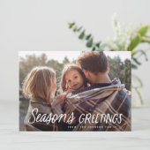 Kerstfoto met handgeschreven speeltekst feestdagenkaart (Staand voorkant)