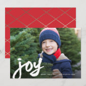 Kerstfoto met handgeschreven tekst: vreugde feestdagenkaart (Voorkant / Achterkant)