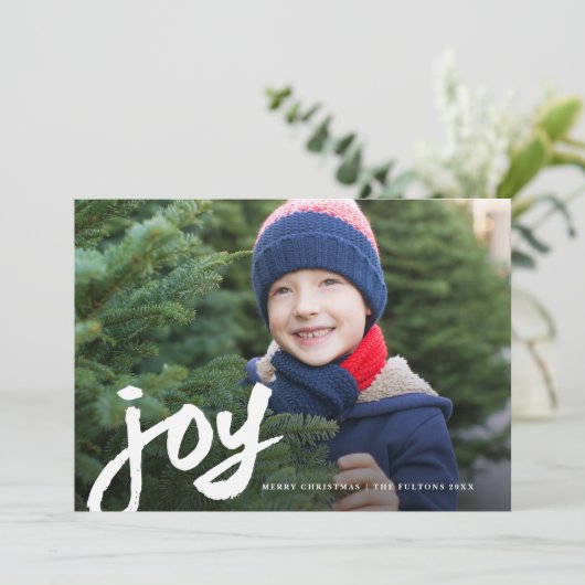 Kerstfoto met handgeschreven tekst Vrolijk Feestdagenkaart (Staand voorkant)