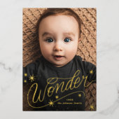 kerstfoto met handschrift folie feestdagenkaart (Voorkant)