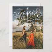Kerstfoto met handschrift Rejoice Feestdagenkaart (Voorkant)