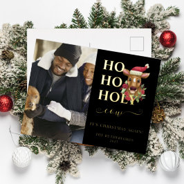 Kerstfoto met Heilige Koe Folie Feestdagen Briefkaart