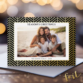 kerstfoto met Herringbone Gold Border in Folie Feestdagenkaart