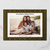 kerstfoto met Herringbone Gold Border in Folie Feestdagenkaart (Voorkant)