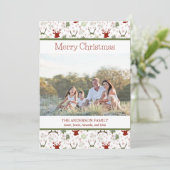 Kerstfoto met hertenpatroon feestdagenkaart (Staand voorkant)