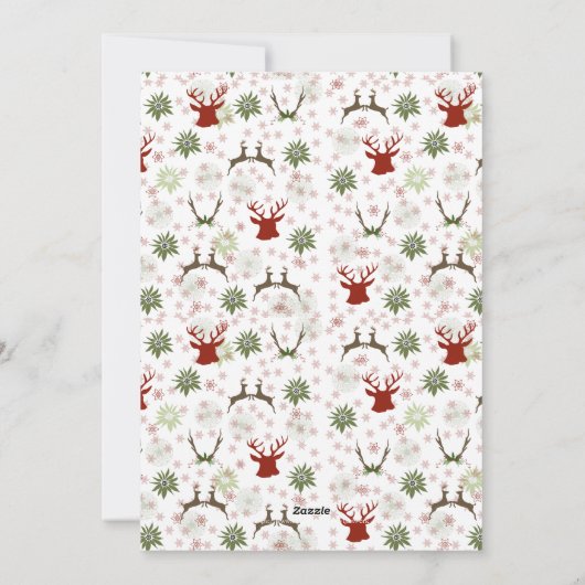 Kerstfoto met hertenpatroon feestdagenkaart (Achterkant)