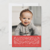 Kerstfoto met Hulstbladeren Klassiek Feestdagenkaart (Voorkant)