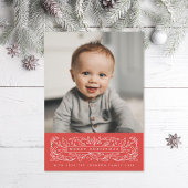 Kerstfoto met Hulstbladeren Klassiek Feestdagenkaart