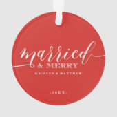 Kerstfoto met huwelijk en huwelijk ornament (achterkant)