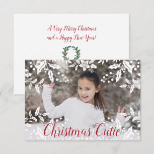 Kerstfoto met Kerstmis Cutie tekst Kaart