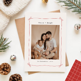 Kerstfoto met lint en strik voor het hele gezin feestdagenkaart