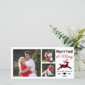 kerstfoto met Merry Red Buffalo Pset Feestdagenkaart (Staand voorkant)