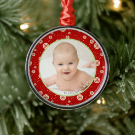 Kerstfoto met naam als aandenken metalen ornament