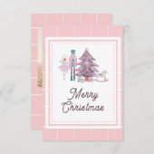 Kerstfoto met Notenkraker roze bedankkaart (Voorkant / Achterkant)