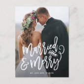 Kerstfoto met Pas getrouwd en vrolijk kerstfeest Feestdagenkaart (Voorkant)