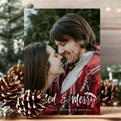 Kerstfoto met Pas getrouwd en vrolijke kerstfoto's Feestdagenkaart