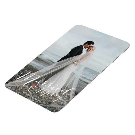 kerstfoto met Pas getrouwd van huwelijksMerry Magneet (Linkerzijde)