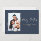 kerstfoto met platte marineserie Gold Holiday-kaar Feestdagenkaart (Voorkant)