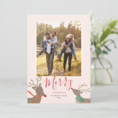 Kerstfoto met rendierenthema feestdagenkaart (Staand voorkant)
