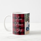 Kerstfoto met rode en zwarte buffels koffiemok (Links)