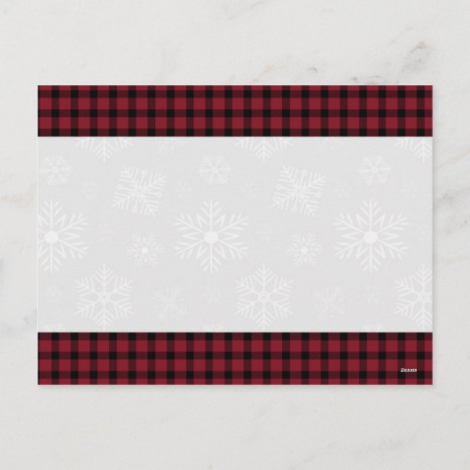 Kerstfoto met rode ruitmotief voor de familie feestdagenkaart (Achterkant)