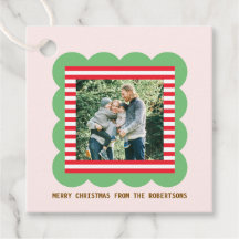 Kerstfoto met rode strepen in gegolfde lijst