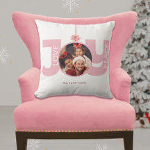 Kerstfoto met roze poinsettia, liefde, vrede en vr
