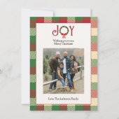 Kerstfoto met ruitjes feestdagenkaart (Voorkant)