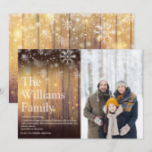 Kerstfoto met rustieke houten familie definitie feestdagenkaart (Voorkant / Achterkant)