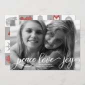 Kerstfoto met Scandinavische uitstraling van Vrede Feestdagenkaart (Voorkant / Achterkant)