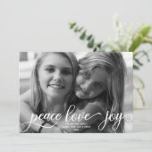 Kerstfoto met Scandinavische uitstraling van Vrede Feestdagenkaart (Staand voorkant)