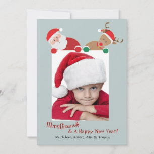 Kerstfoto met Sinterklaas en Rudolph kerstkaart