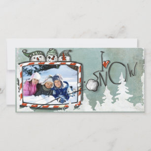 kerstfoto met sneeuw kaart