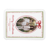 Kerstfoto met vintage rode strik magneet (Horizontaal)