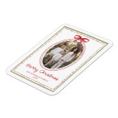 Kerstfoto met vintage rode strik magneet (Linkerzijde)