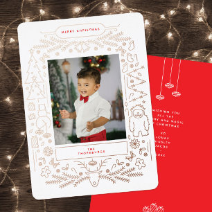 Kerstfoto met vintage volks kunst folie feestdagenkaart