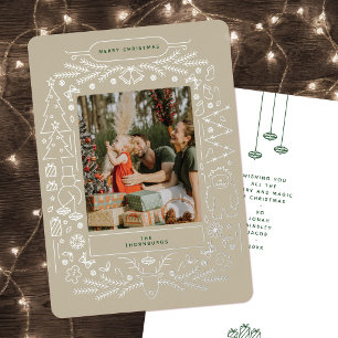 Kerstfoto met vintage volks kunst folie feestdagenkaart