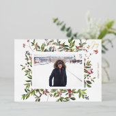 Kerstfoto met Vreugde & Bessen Folie Uitnodiging (Staand Voorkant)