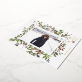 Kerstfoto met Vreugde & Bessen Folie Uitnodiging (Gedraaid)