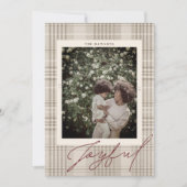 Kerstfoto met vrolijk geruit motief feestdagenkaart (Voorkant)