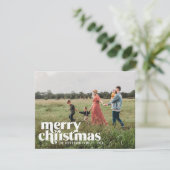 Kerstfoto met witte opvallende kerstgroet feestdagenkaart (Staand voorkant)