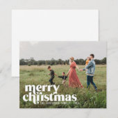 Kerstfoto met witte opvallende kerstgroet feestdagenkaart (Voorkant / Achterkant)