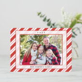 Kerstfoto met zuurstokstrepen aan de muur feestdagenkaart (Staand voorkant)