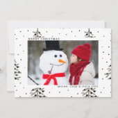 Kerstfoto met zwarte en witte pine feestdagenkaart (Voorkant)