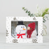 Kerstfoto met zwarte en witte pine feestdagenkaart (Staand voorkant)
